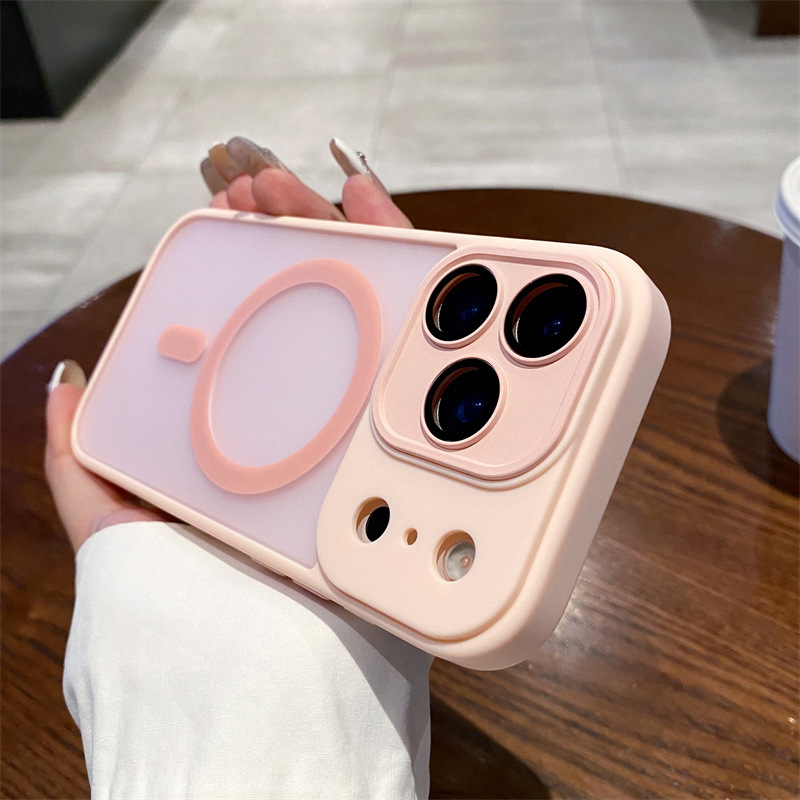 La piel de la escudo esmerila succión magnética para Apple 17PRO caso de teléfono celular iPhone 16 / 15 lente película protector a prueba de caídas