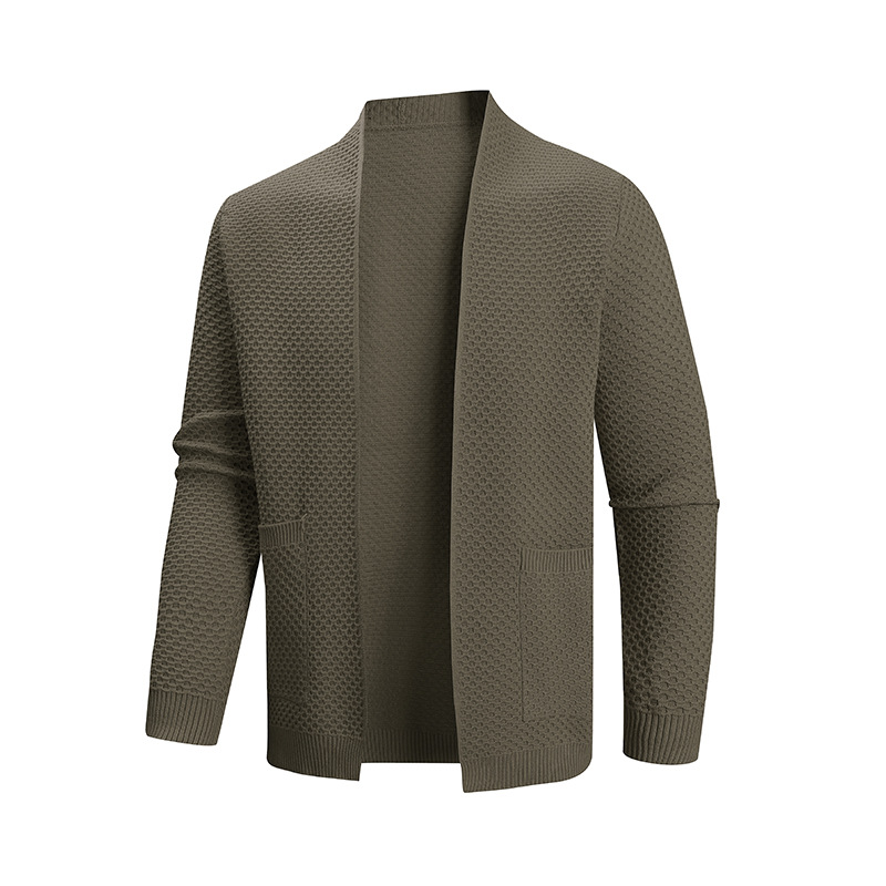 Stand Collar Knit Cardigan For Men – Premium Textured Pullover In Classic Colors_voghion.com