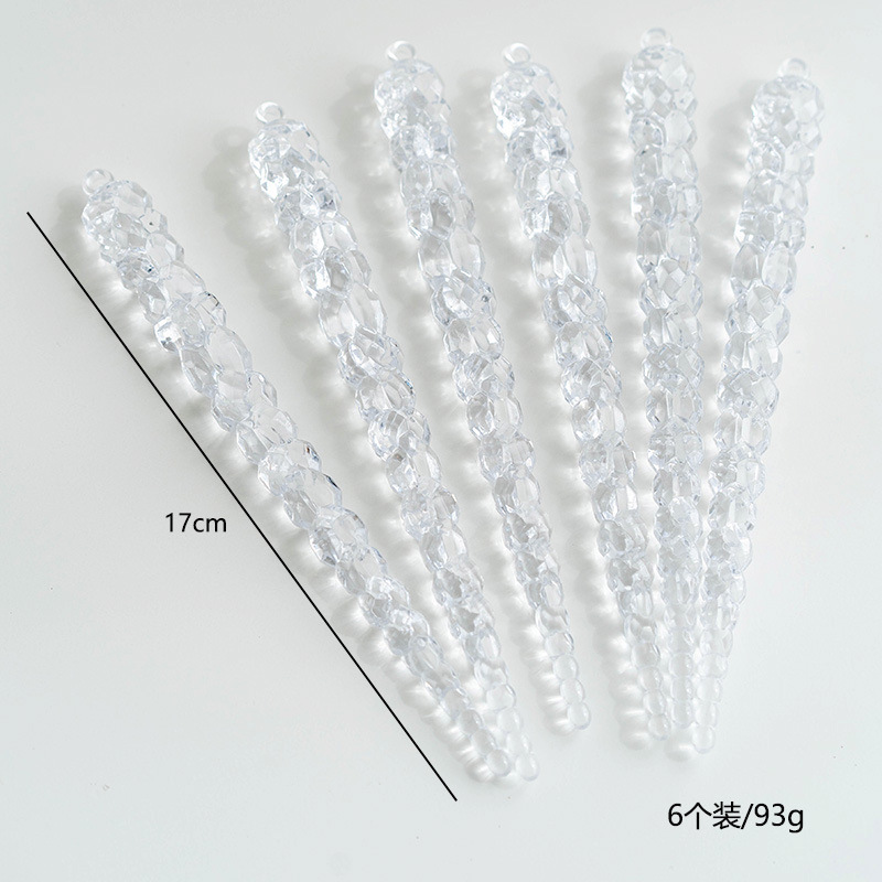 Ins北欧水晶クリスマスツリー装飾ビーズ氷凌水滴雪花ペンダントクリスマス透明雪氷装飾