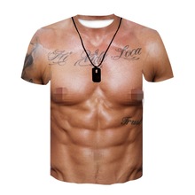 肌肉猛男 數碼3D印花 跨境潮流男式t恤  短袖圓領上衣