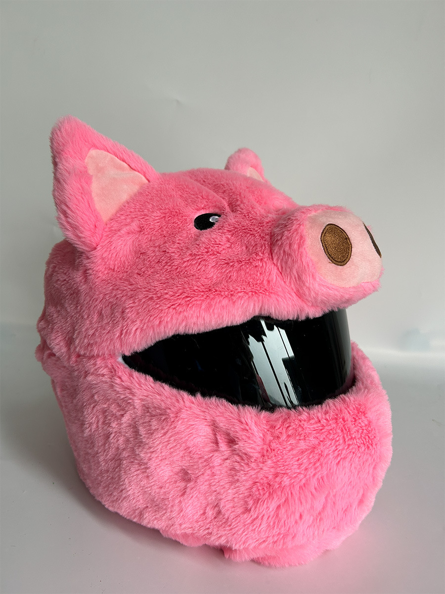 Funda para casco más vendida de Amazon, casco de cabeza de cerdo callejero personalizado de felpa para motocicleta, cubierta decorativa para cabeza de casco completo