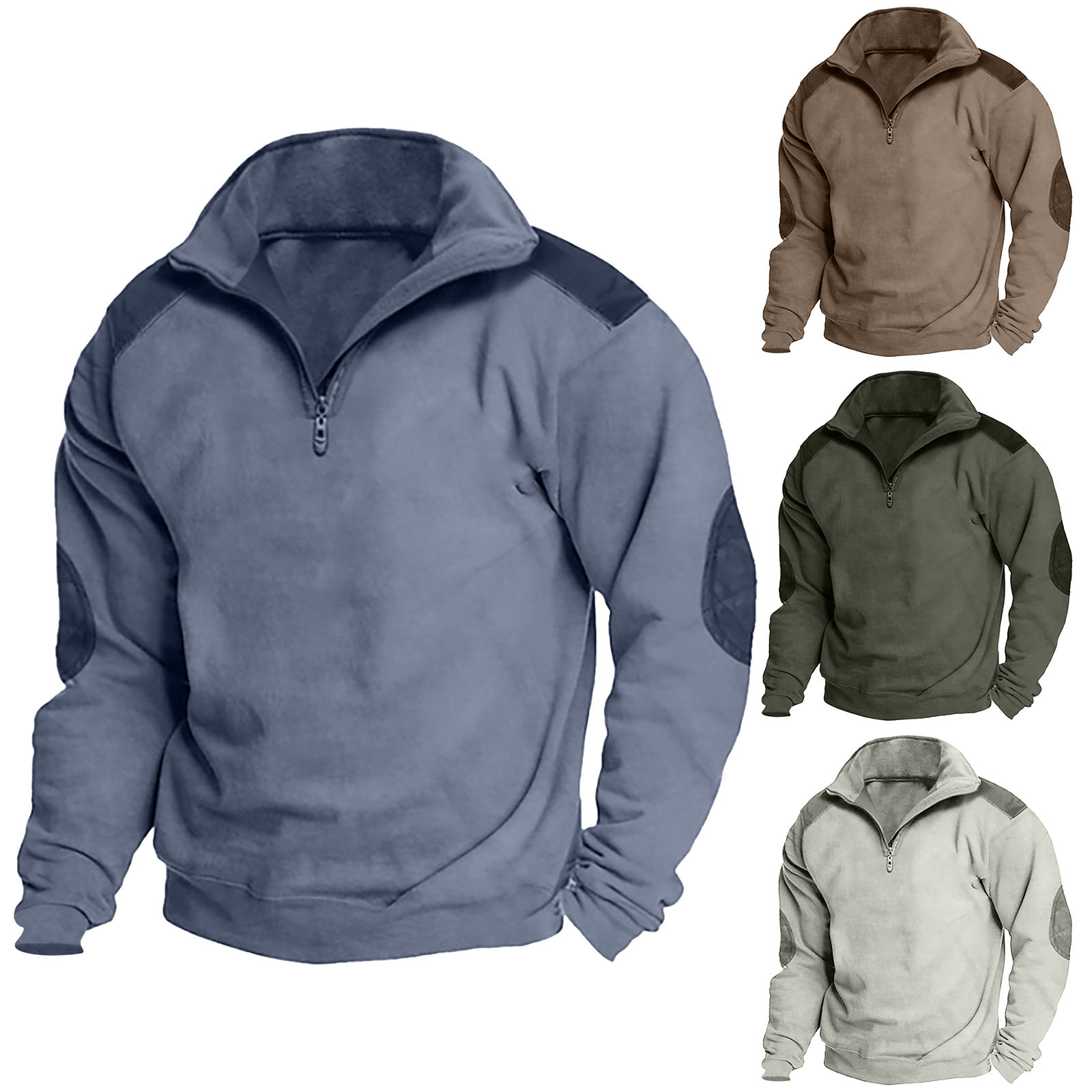 Autumn And Winter Sweatshirt Stand Collar Men's Street Zipper Polo Sweatshirt