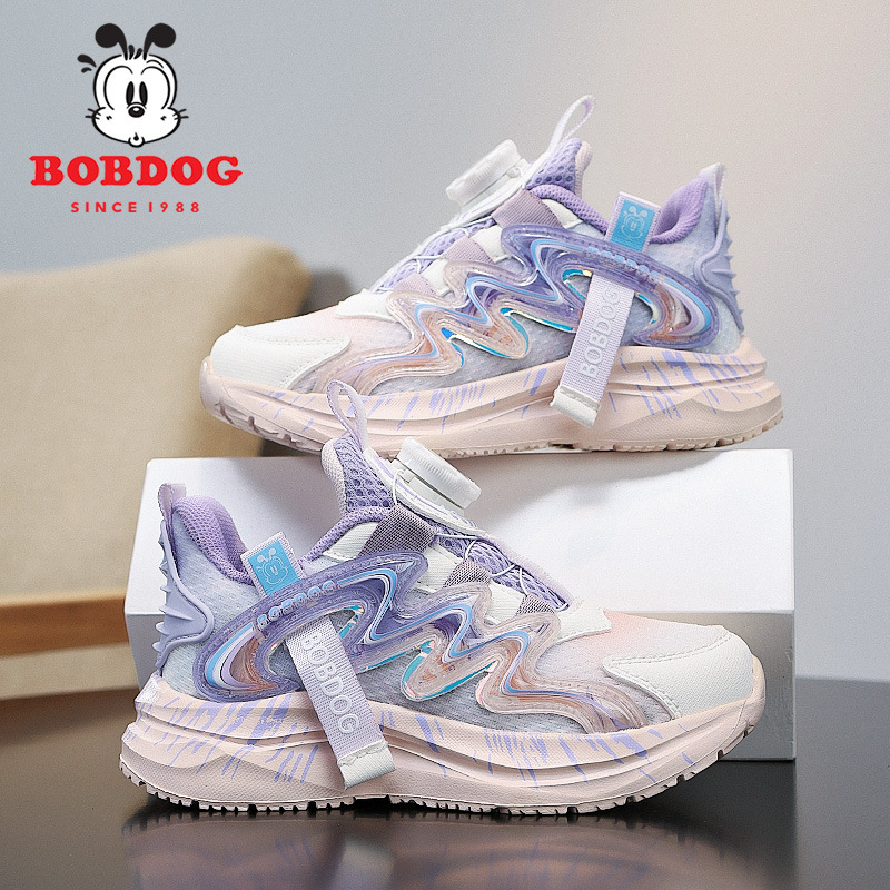 巴布豆童鞋2025女童运动鞋夏季中大童网面透气软底儿童跑步鞋