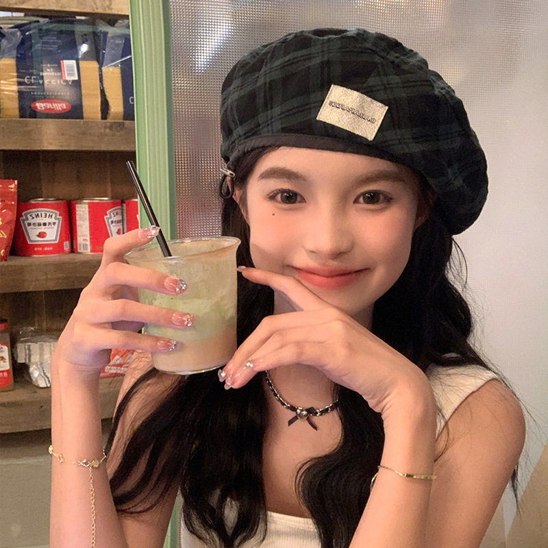 [My head is not round] Beret Children's Pure Summer 2024 New Big Head Circumference Show Face Small Newsboy Paintler Hat