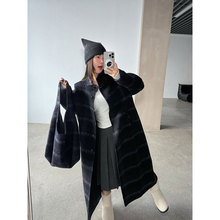 【王琪芝】绵羊毛复古格纹毛呢外套女宽松显瘦加厚中长大衣WQ057