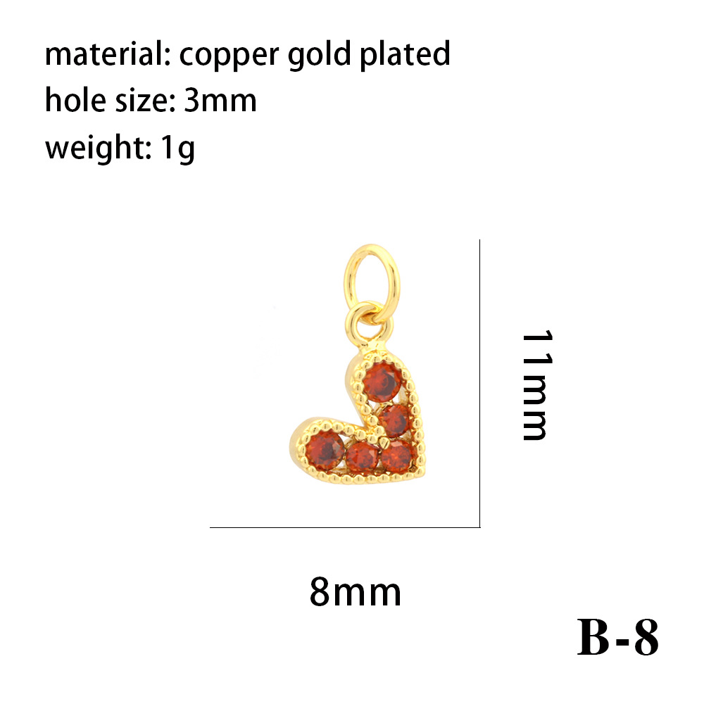 Polished Finish 1 Piece Copper Zircon 18K Gold Plated Heart Shape Polished Pendant