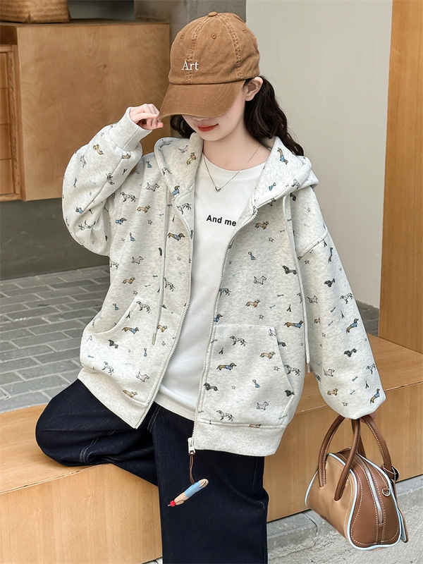 女童春秋款韩版休闲连帽棒球服外套中大童小女孩洋气卫衣儿童秋装|undefined