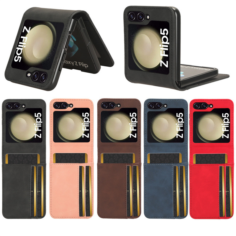 Suitable for Samsung Z Flip 7 Protective Case Galaxy Z Flip6/5 Mobile Phone Case with Multiple Card Slots and Semi-Quarter Skin Feel