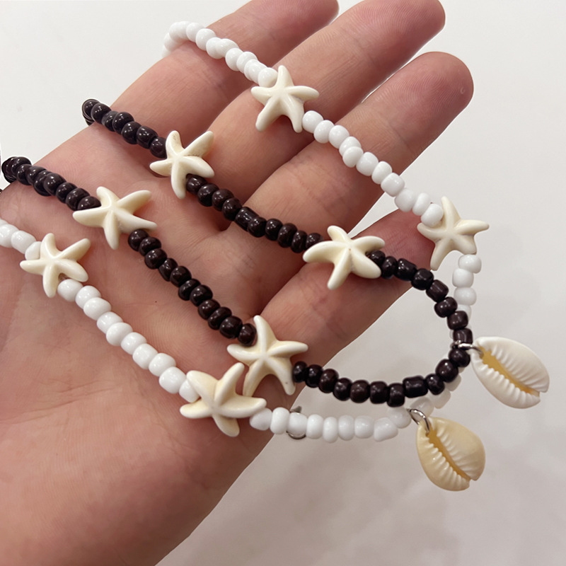 Bohemian Shell Starfish Bead Necklace For Women Handmade Collarbone_voghion.com