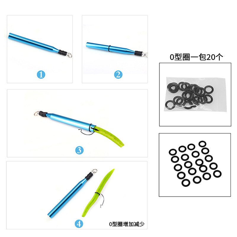 亚马逊挂鱼饵工具带 便携快速软饵工具面条虫挂饵器钓鱼渔具批发