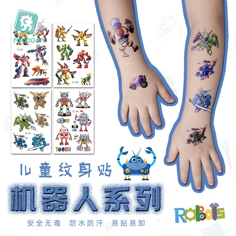 Cross-border Source Waterproof Children's Tattoo Sticker Cartoon Robot Tattoo Sticker Boy's Arm Sticker Temporary Tattoo
