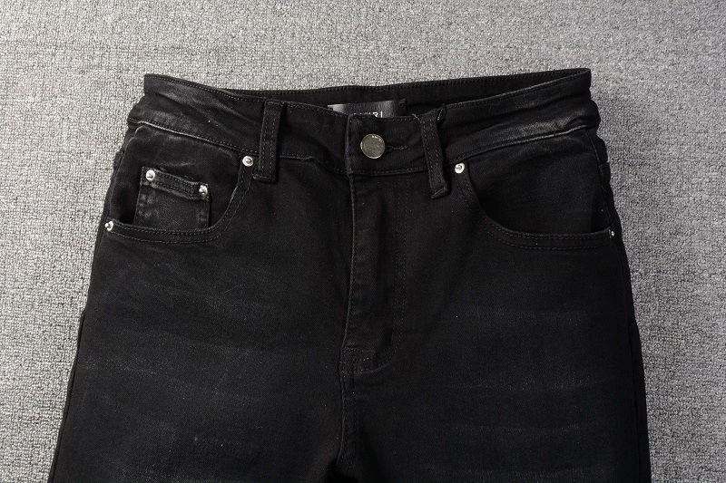 Trendamiri 817i street letter Angel pattern denim micro -bomb cotton black tight jeans on behalf of