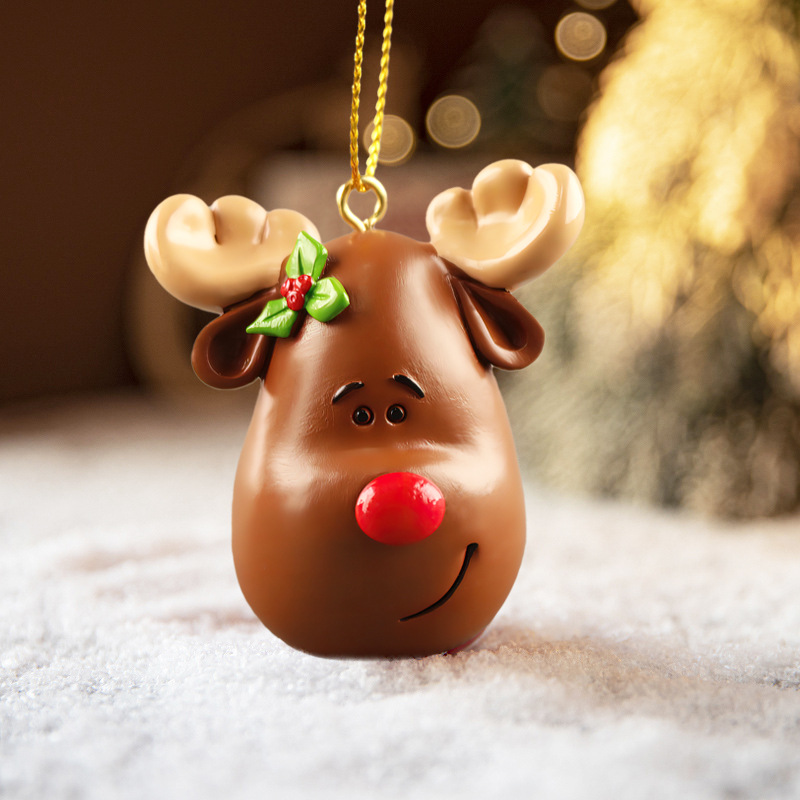 new Christmas resin elderly snowman elk Pancake Man Christmas pendant hanging small ornaments decorations