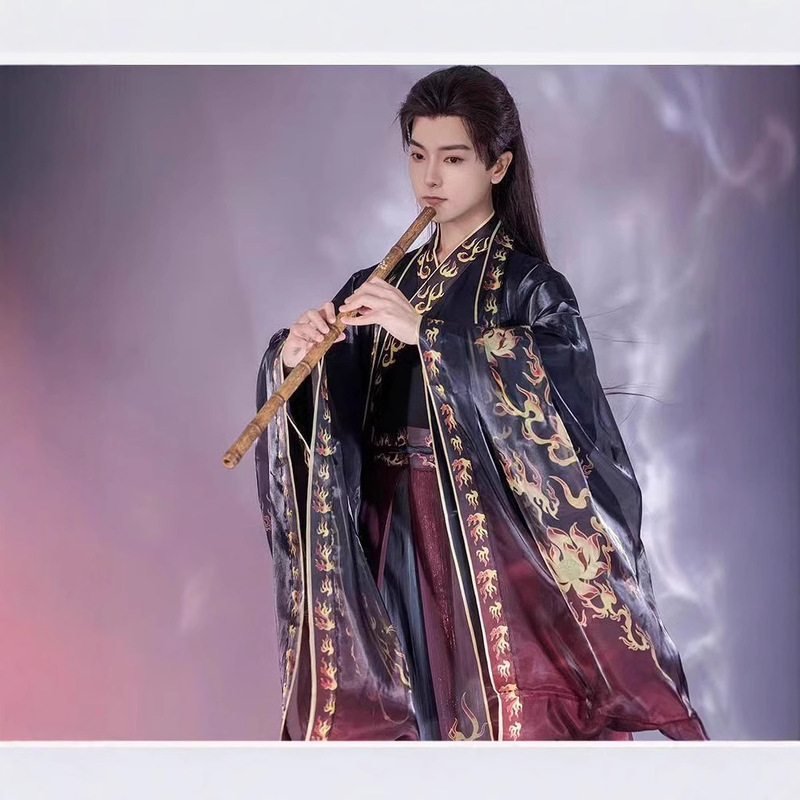 Original New [Flame Jade Order] Hanfu Men's Jin Style Chinese Style Wei Jin Style Waist-length Skirt Ru Sleeve Shirt