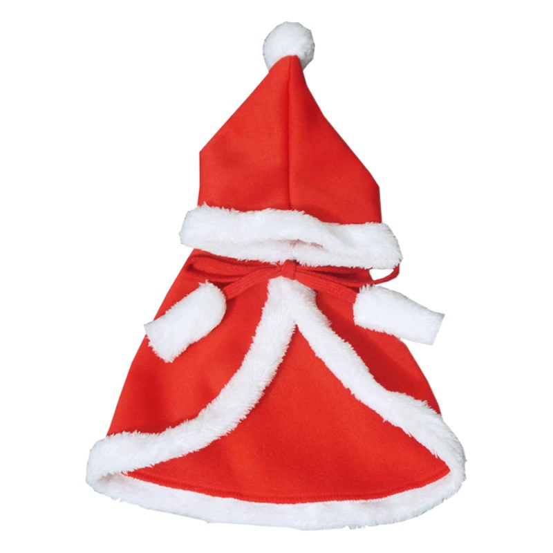 Новогодний плащ для кошек, зимний костюм для маленьких собак, забавный наряд, красный теплый плащ, одежда для животных