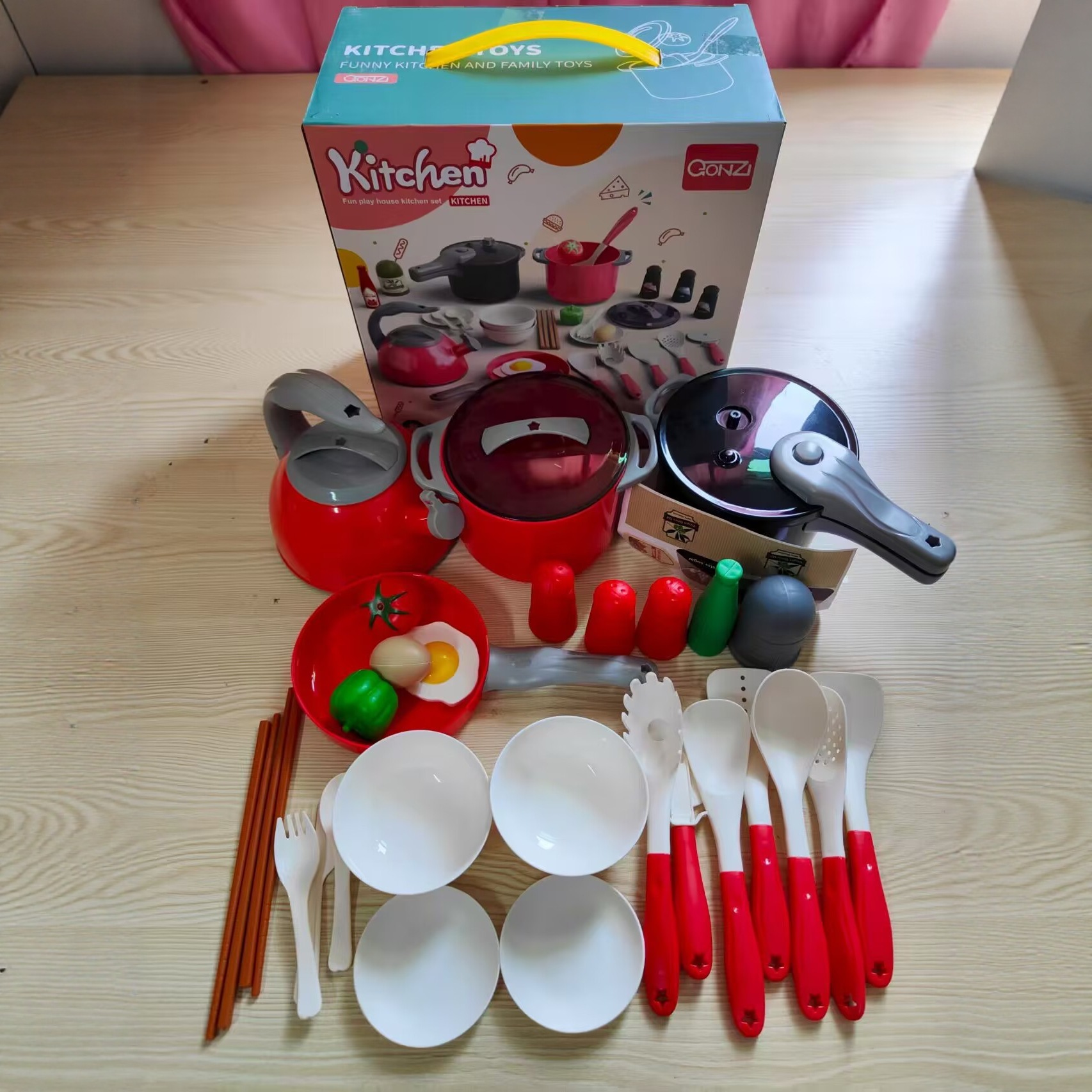 Interés infantil transfronterizo comidas caseras juguetes de cocina conjuntos de acertijos simulación creativa interactiva cognición juguetes de cocina