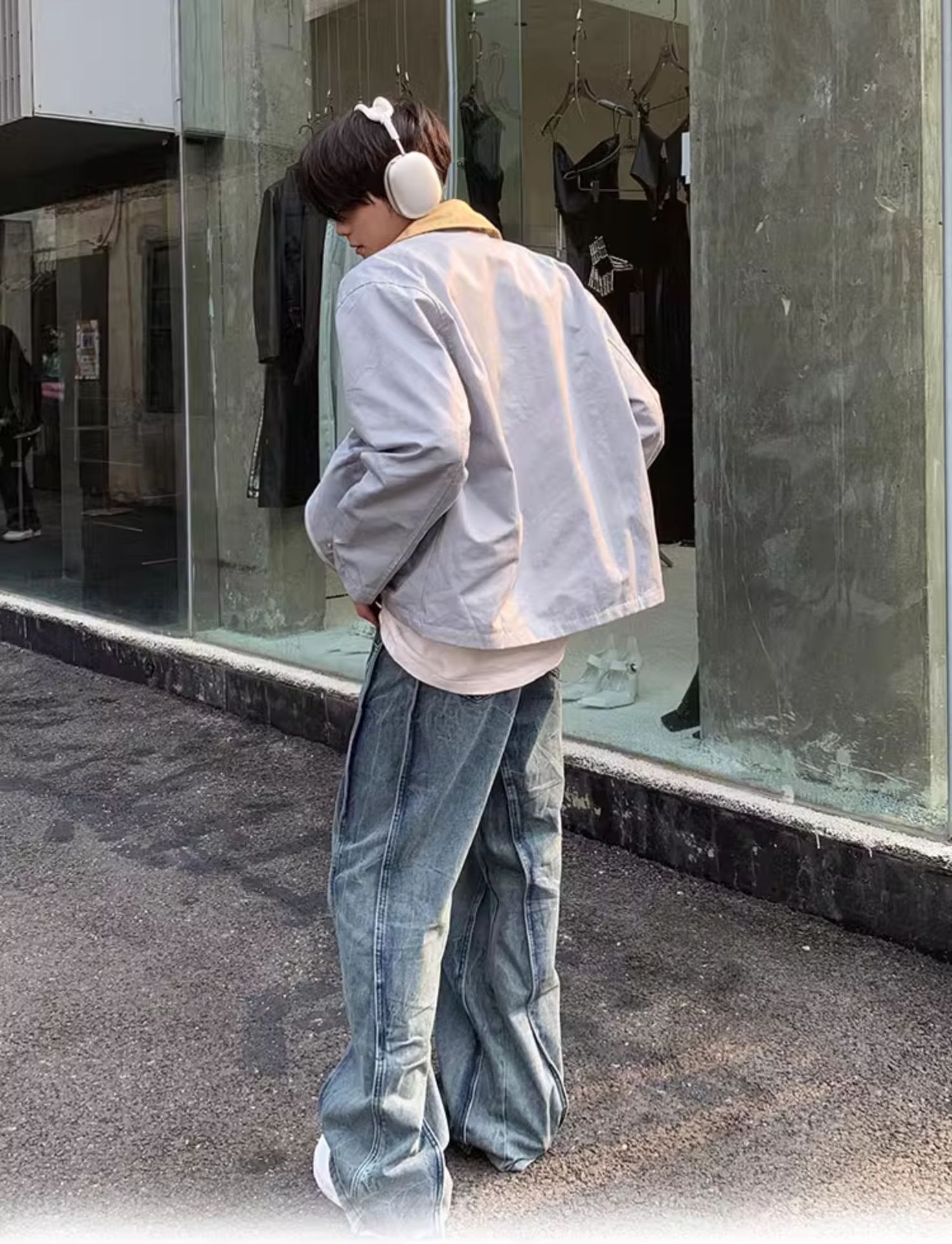 Men's Retro Blue Lapel Jacket Stylish Workwear Spring Autumn_voghion.com