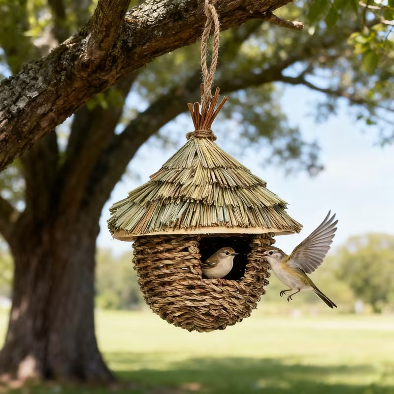 Cross-Border New Product, Hand-Woven Creative Birdhouse, Outdoor Gardening Decoration, Hanging Bird Nest, Bamboo Woven Bird Nest, Cute Cross-Border New Product, Hand-Woven Creative Birdhouse, Outdoor Gardening Decoration, Hanging Bird Nest, Bamboo Woven Bird Nest, Cute
