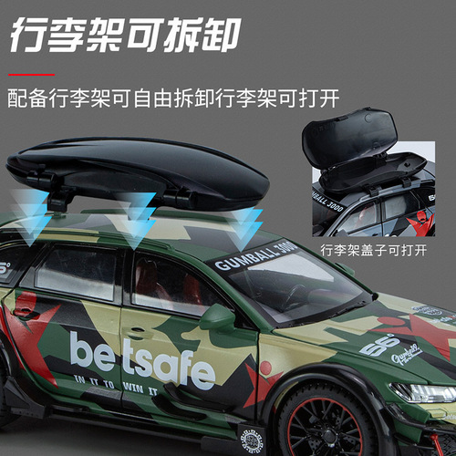 1:24 Scale RS6 Race Car Replica Alloy Model Boy's Toy Sound and Light Car Wholesale and Retail Display