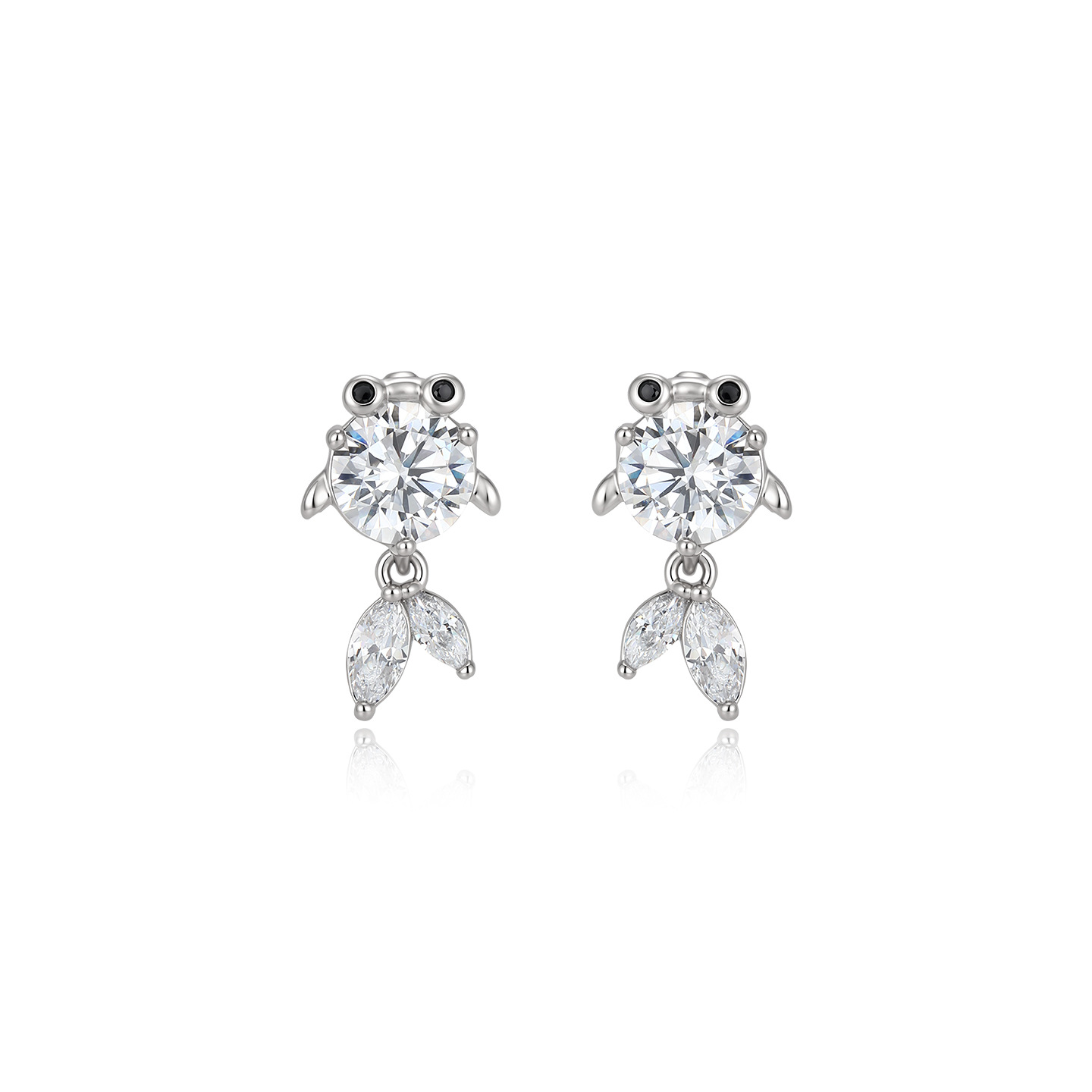 Xuping simple mosaico de piedras preciosas artificiales pequeñas orejas de pez de nicho de moda diseño lindo temperamento ins orejas de viento para mujeres
