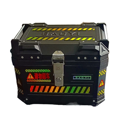 General motorcycle tail box electric car trunk non-aluminum alloy pedal storage box large capacity thick takeout box (Motorcycle trunk) - 47l-reflective-sticker-lining