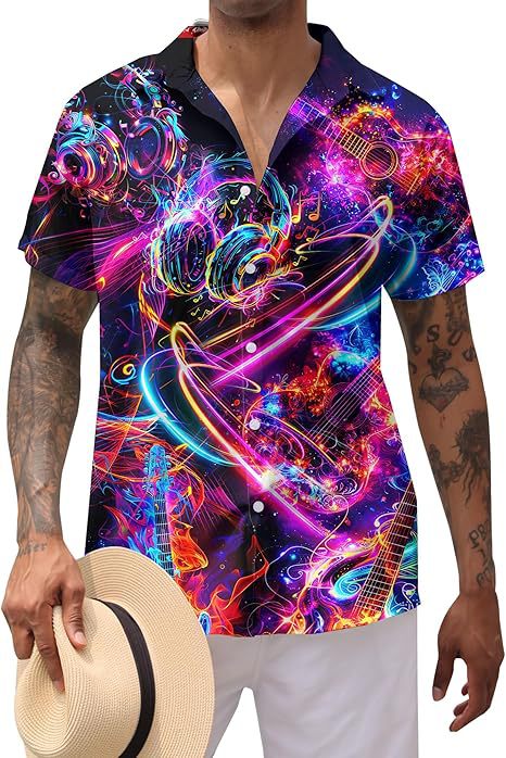 Divertido animal lindo 3D impresión digital hombre calle suelta salvaje manga corta solapa botón camisa hawaiana