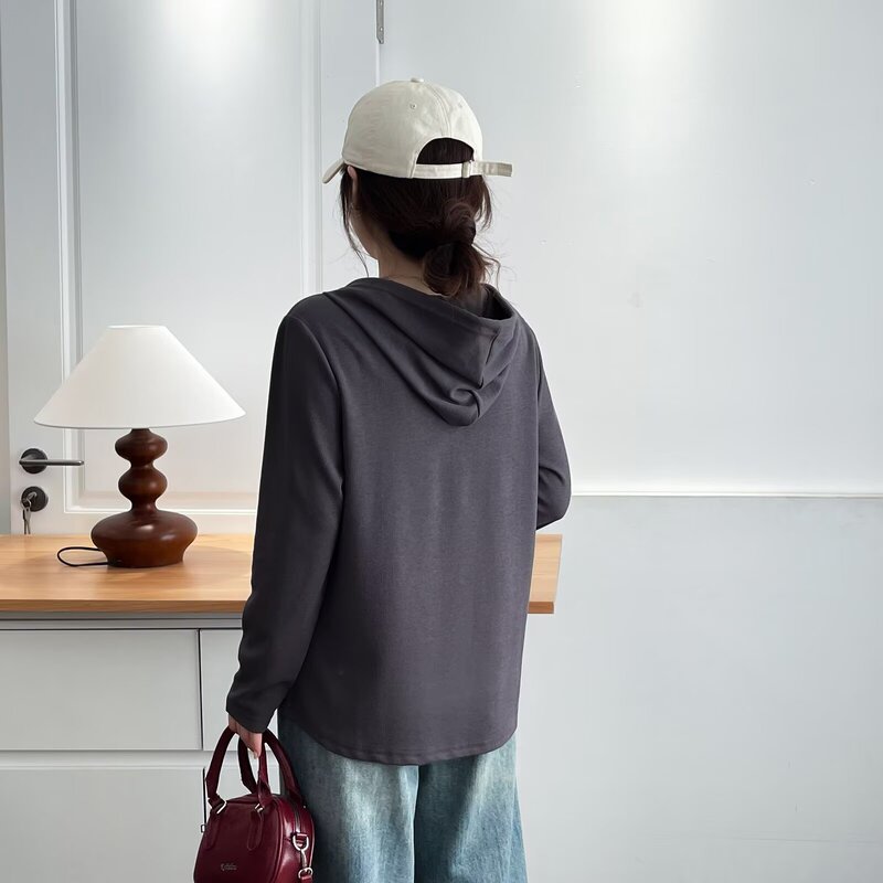 胖MM大码2025秋季新款女装韩版时尚休闲连帽半拉链卫衣 z105 2556|undefined