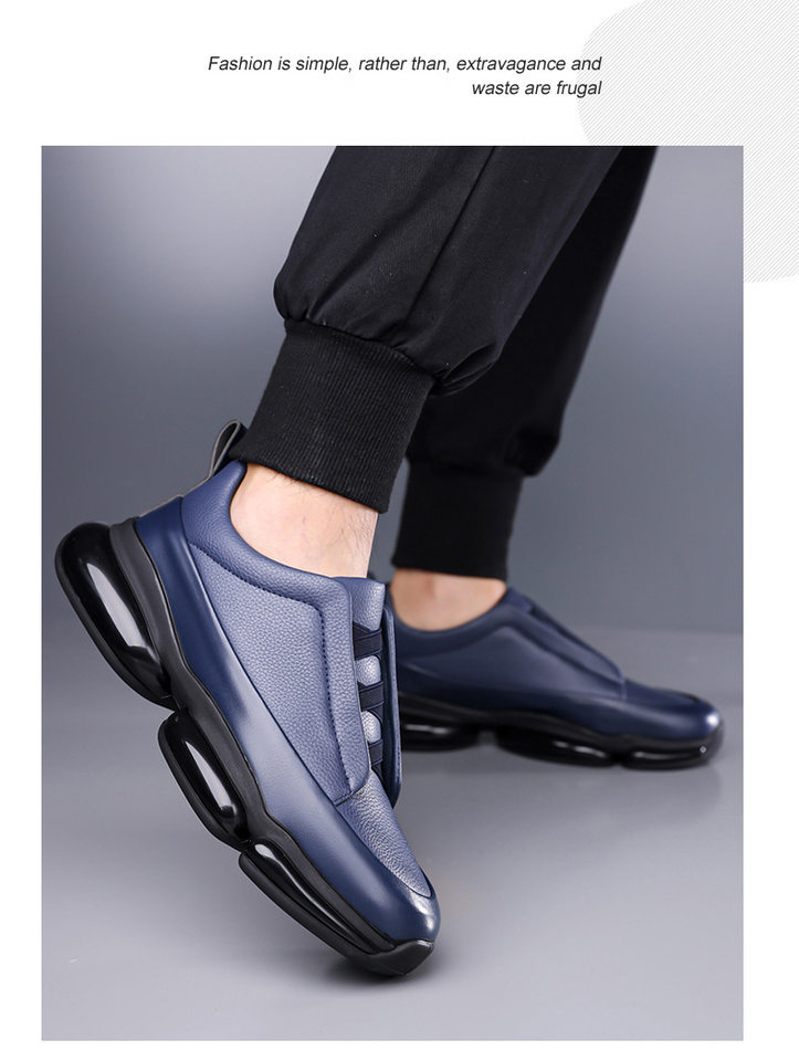 Giày thể thao nam cổ cao dáng sneaker buộc dây, đế bằng chống trơn trượt, thoáng khí — Màu đen, màu xanh chi tiết 12