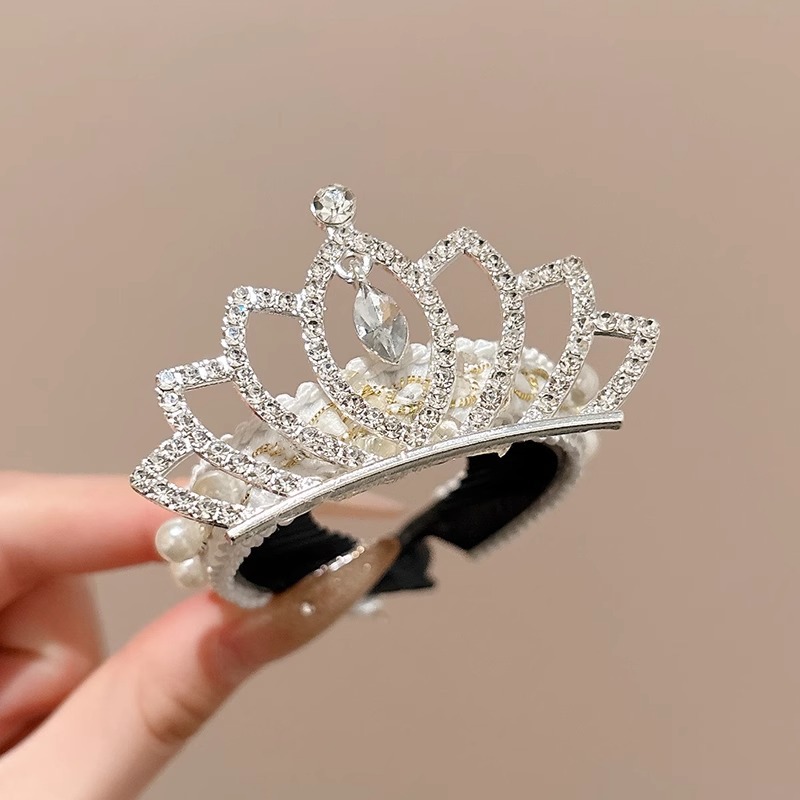 Niña princesa corona broca de pelo bola cabeza artefacto para niños broca de pelo perla broca de caballo broca de pelo toque