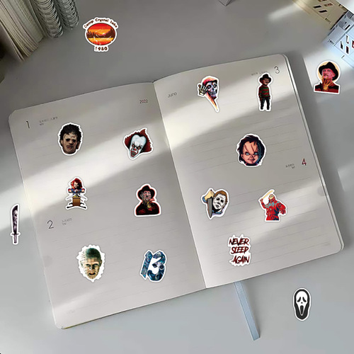 50 Horror Movie Thriller Characters Waterproof Graffiti Stickers Car Trolley Case Scooter Water Cup Stickers Wholesale