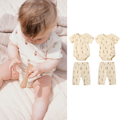 2024 Nordic newborn suit, easy-to-on, crawling suit, pure cotton, baby summer home suit