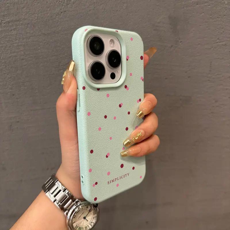 El patrón de lichi está lleno de puntos de onda de pantalla para la carcasa del teléfono móvil Apple 15 iphone16pro max simple 13 mate 12 suave