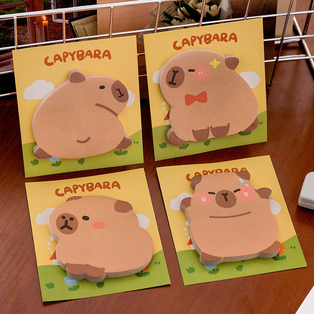 Capibara Post-it - Notes Corazón de Niña Forma Extraña Papel de Notas Estudiantes con un pequeño portátil Dolphin Notebook N