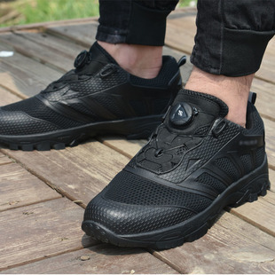New Style Breathable Automatic Buckle Tactical Running Shoes Spring and Autumn Cloth Surface Commuter Training Shoes Unisex Outdoor Mountaineering Shoes Black