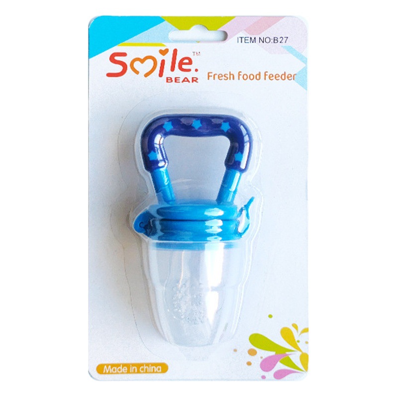 Suministro directo de fábrica de silicona préstamo neto de frutas y verduras música suplemento alimenticio de frutas mordida música bebé silicona calmante dispositivo de alimentación Paquete de tarjeta de succión