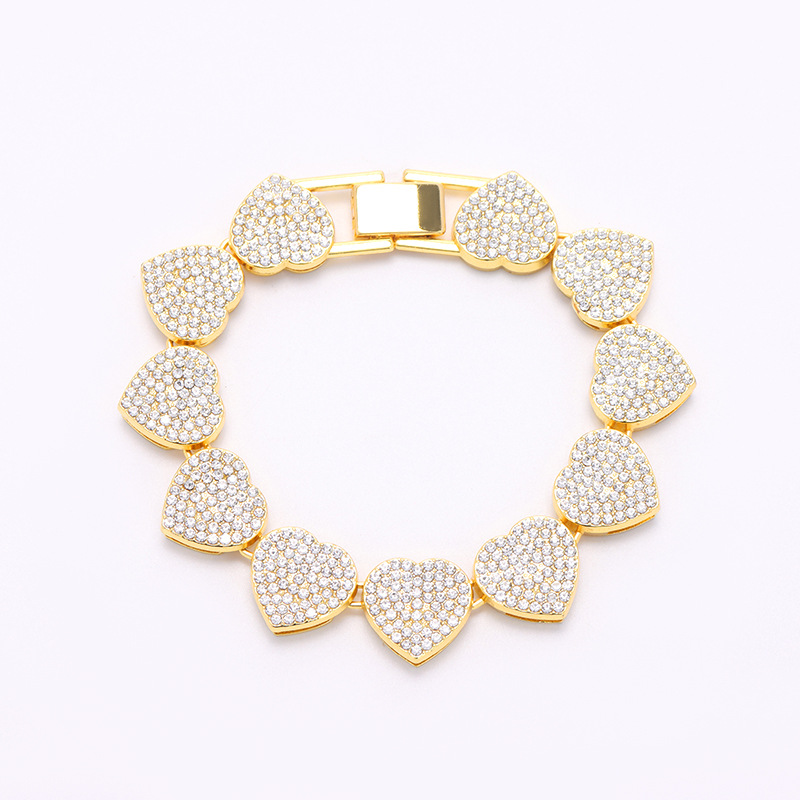 Collana a cuore cuban link con strass stile hip hop unisex_voghion.com