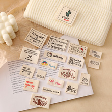 纯棉水洗标卡通猫咪笑脸图案英文字母棉带印刷布标娃衣宠物衣标签