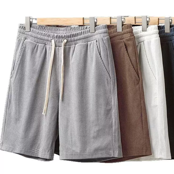 运动短裤男夏季外穿篮球裤美式休闲裤华夫格五分裤男士中青年裤子