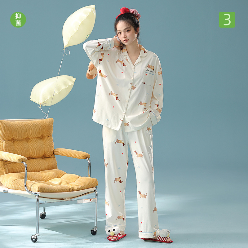 【抗菌新疆棉】秋季新款纯棉睡衣女士长袖卡通拉架棉a类家居服