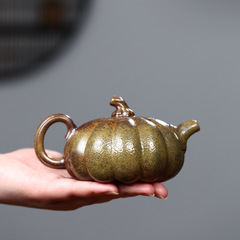 宜興原礦段泥柴燒紫砂壺 全手工南瓜茶壺家用功夫茶具一件代發貨