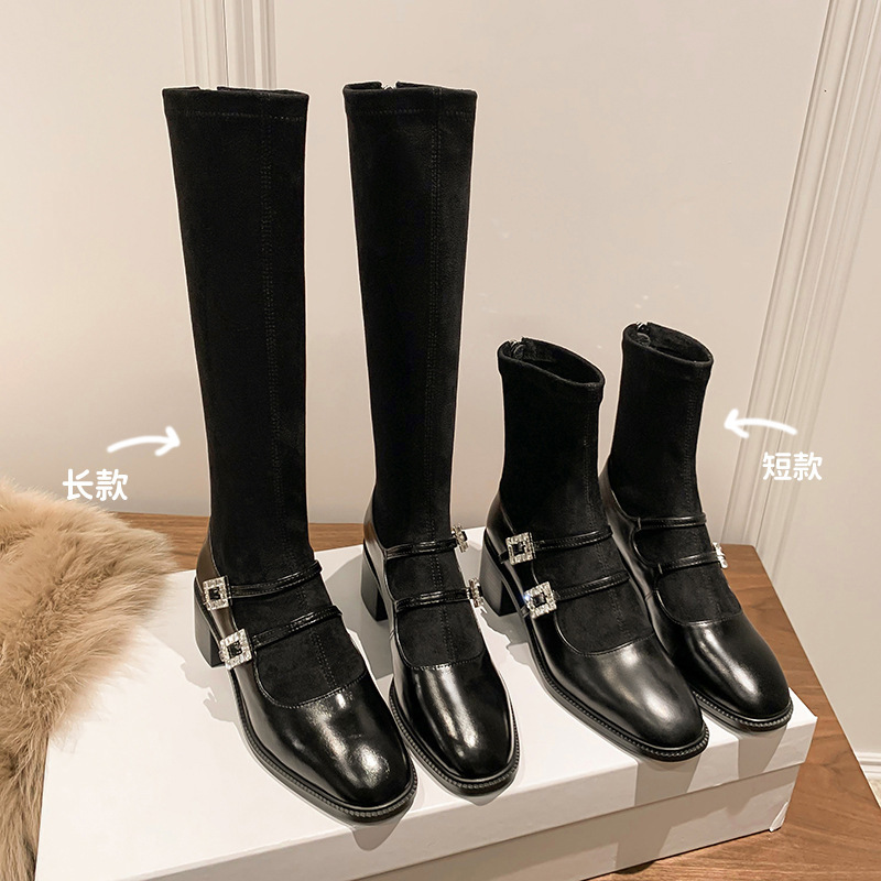 Genuine Leather French Stretch Thin Socks Boots Socks One-piece Boots High Barrel Long Mary Jane Socks Boots Korean Style Short Boots Genuine Leather French Stretch Thin Socks Boots Socks One-piece Boots High Barrel Long Mary Jane Socks Boots Korean Style Short Boots