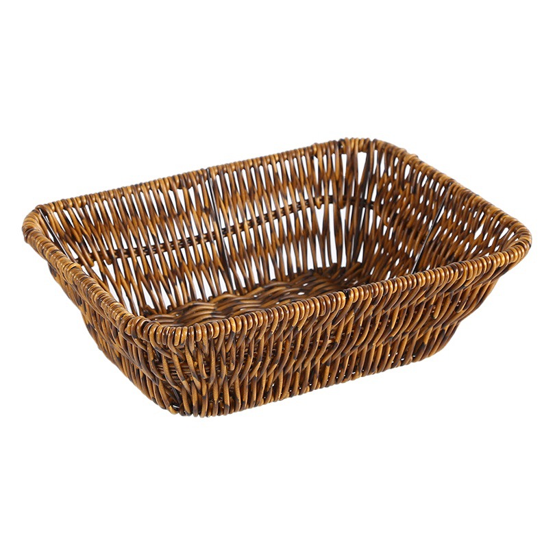 Cesta de frutas de ratán de imitación merienda pan merienda cesta supermercado frutas y verduras mostrar cesta merienda cesta cuadrada cesta de almacenamiento