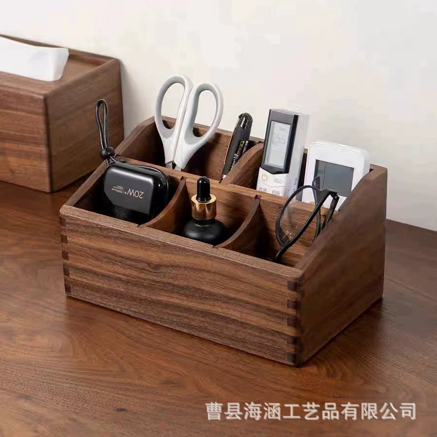 Ретро черный орех из цельного дерева Настольный телевизор с дистанционным управлением для хранения коробки для гостиной