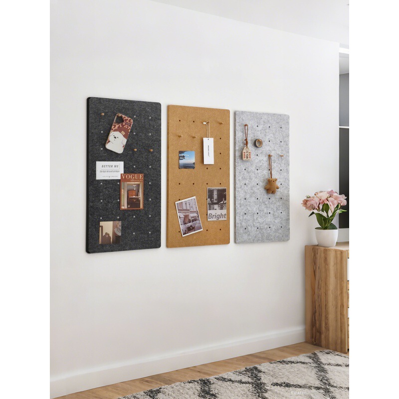 No-Punch Message Board Square Felt Board Wall Sticker Cork Board Display Board Self-Adhesive Wall Decoration Photo Wall Pegboard