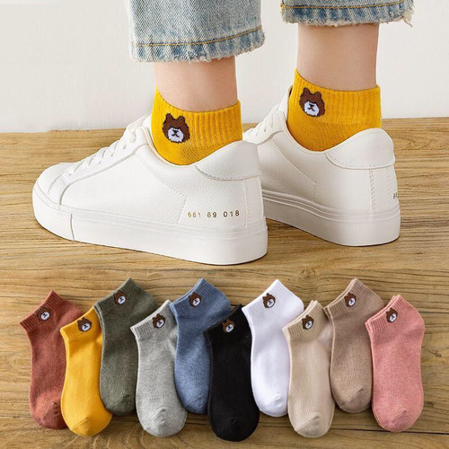 Socks Women's Boat Socks Bear Short Socks Spring and Summer New Japanese Ladies Cartoon Low Cut Thin Socks Manufacturer Wholesale