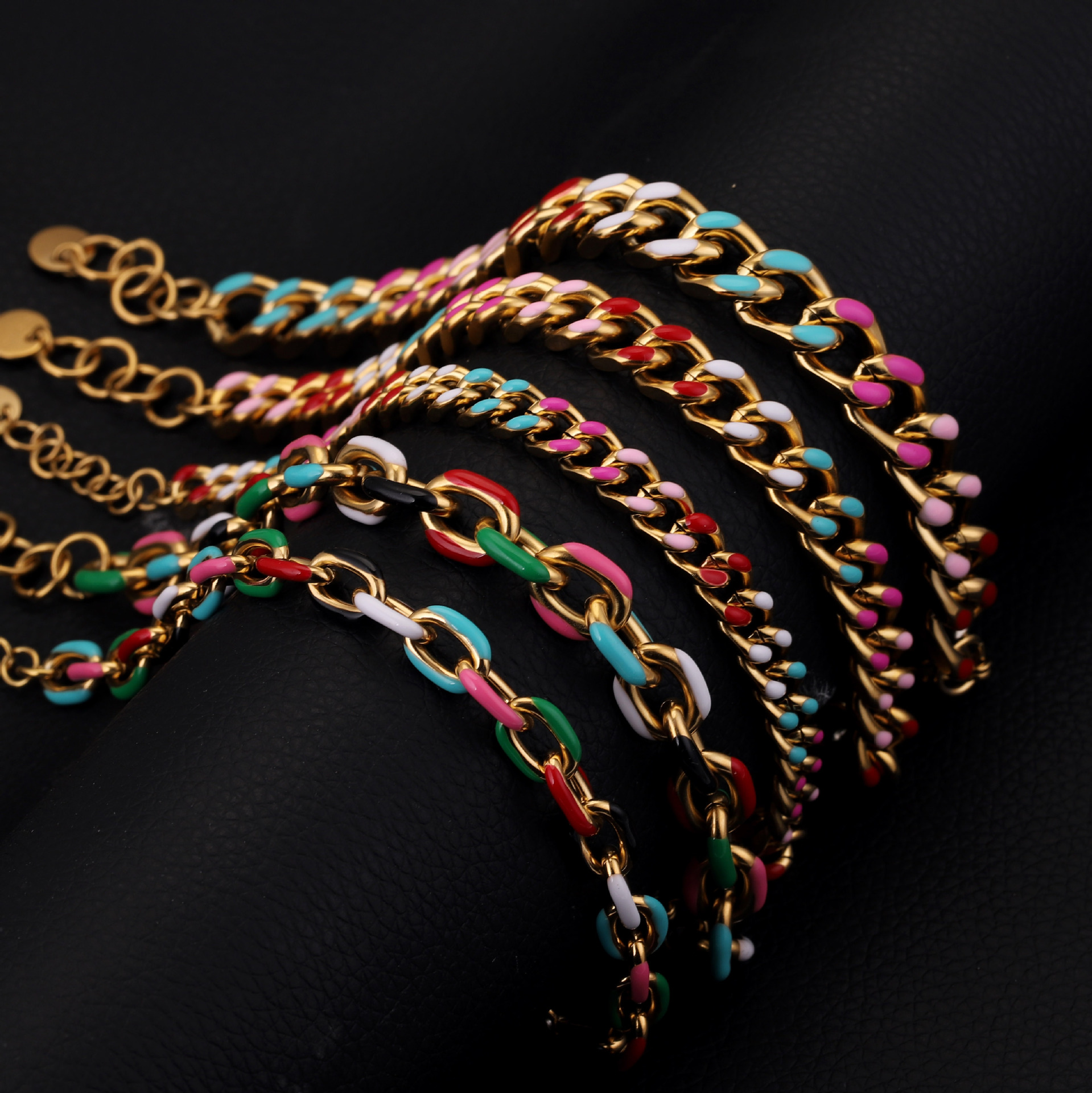 20g Weight PVD Coated Gold Plating Process PVD Coated Real Gold Plated Color Block 304 Stainless Steel Modern Style Simple Style Waterproof Non Tarnish 304 Stainless Steel Lobster Trigger Clasp Closure Chain Bracelet