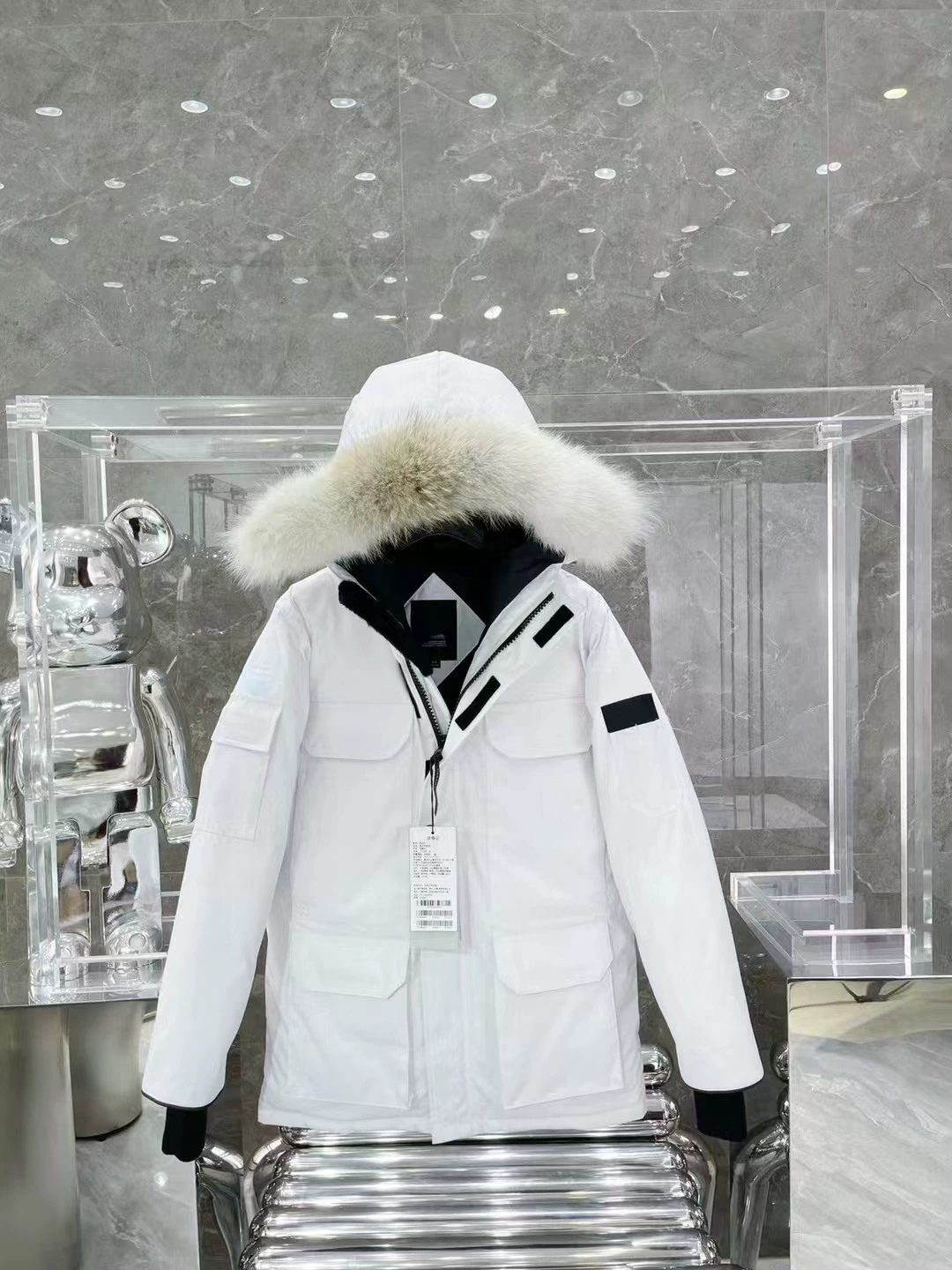 Узкая версия новая 08 большая пуховка с капюшоном Expedition мужская та же модель Canadian толстый пальто волчий мех