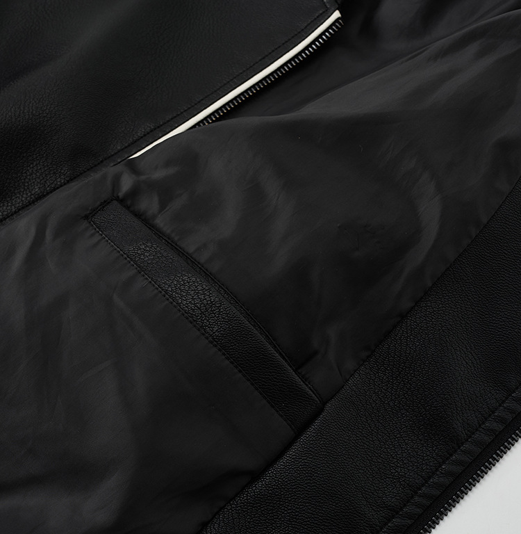 Herr bikerjacka i konstläder slim fit med ståkrage_voghion.com