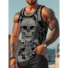 X 34042 3D Skull Print Vest ����ͷӡ������ ŷ���羳����ѷ��