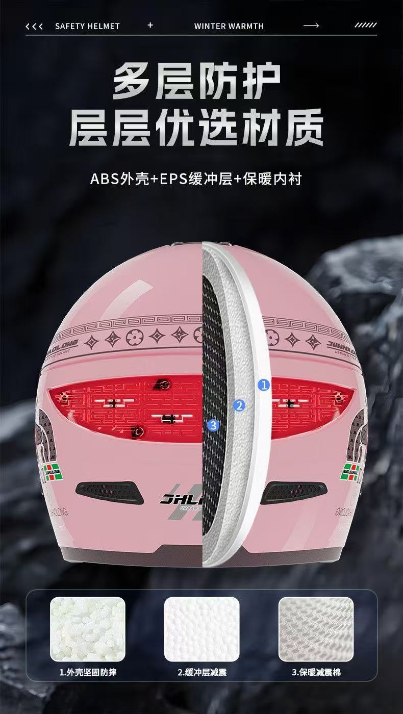 3C Certified Electric Motorcycle Helmet with Silver-Plated Hidden Lenses, Suitable for Men and Women, All-Season Use, Anti-Fog, Warm and Safe Helmet